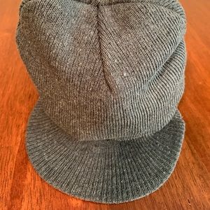 Gray Knit Beanie with a Visor
